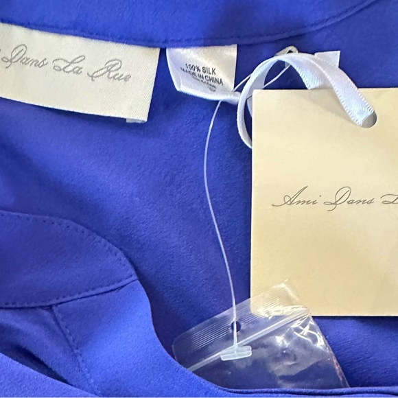 NWT Ami Dans La Rue Sleeveless High/Low Split V Neck Lilac Blue Silk Midi Dress - Picture 8 of 8